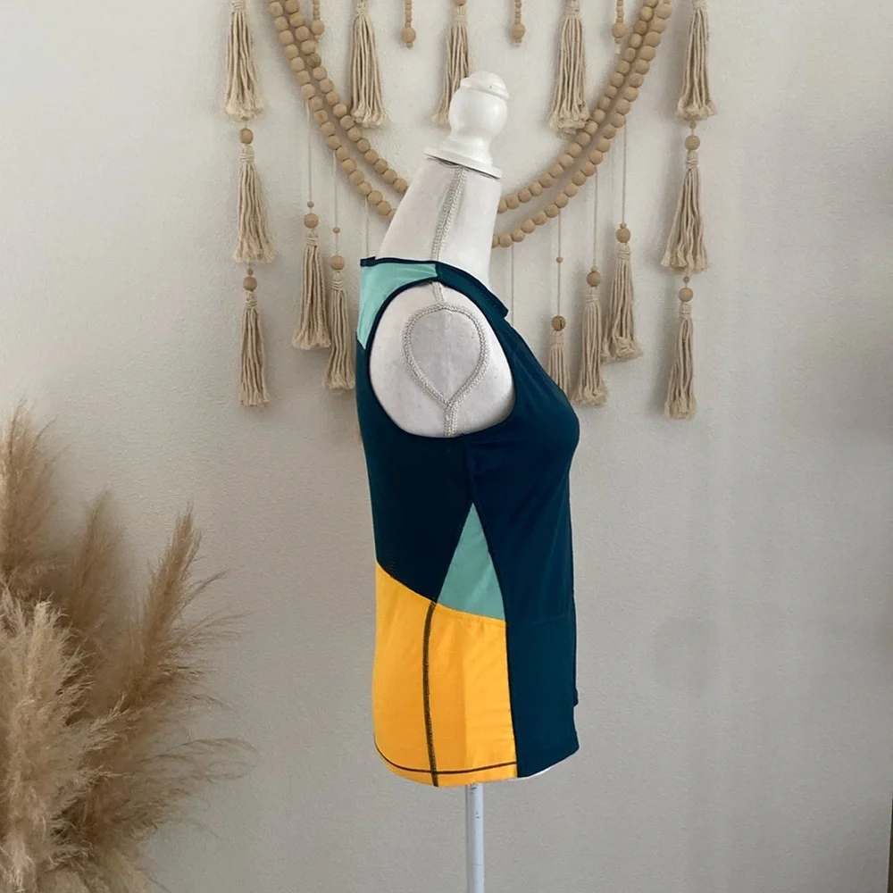 Nike hyper cool mesh tank top athletic shirt yellow teal sea foam womens small